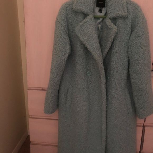Sale!New Forever 21 Light Blue Winter Teddy Coat & VS Light Blue Handbag Bundle - Picture 3 of 9